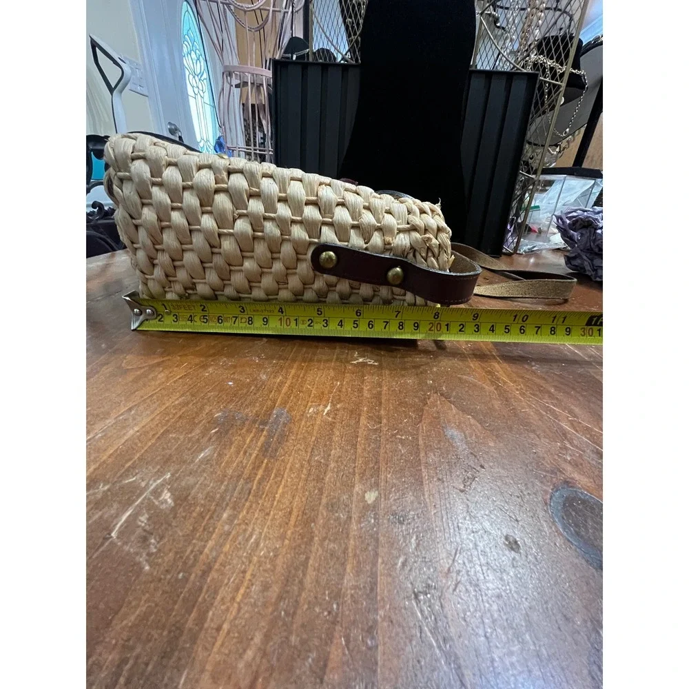 Etienne Aigner Vintage Woven Straw Leather Crossbody Bag Oxblood Burgundy Basket - Picture 6 of 12